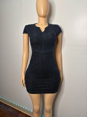 Banana Republic Dark Navy Short Sleeve Denim Mini Dress